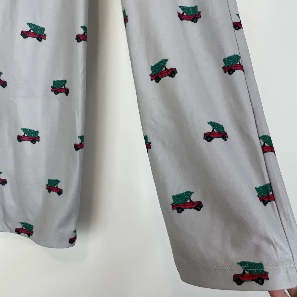 J. Crew Factory Boys' Printed Flannel Pajama Pant Christmas Tree Holiday Med 8-9